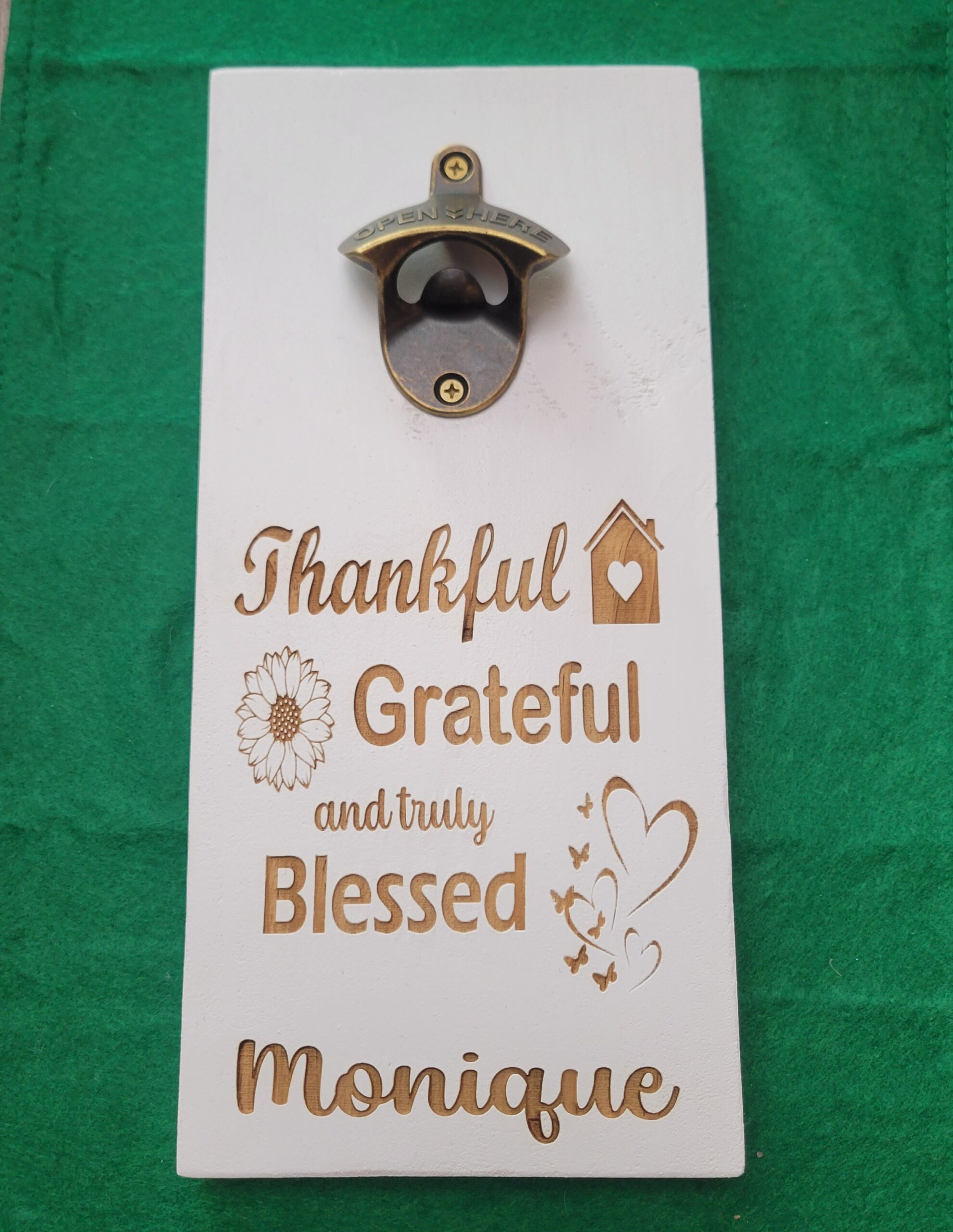 PERSONALIZED BOTTLE OPENER MAGNETIC "Thankful, Grateful and Truly Blessed"